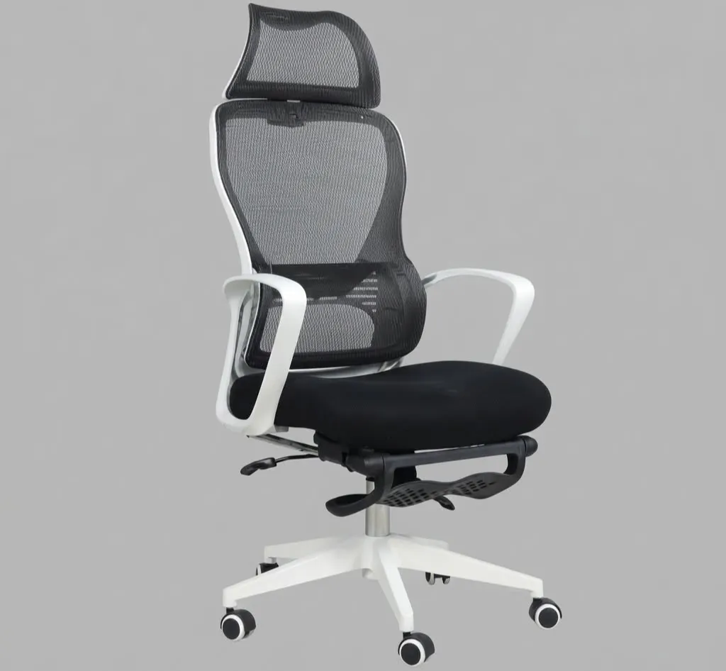 Fauteuil KB-6809AS, structure blanche, modèle « Siest » ; tissu de l’appui-tête : noir ; tissu du dossier : gris ; tissu de l’assise : noir 1/PCS